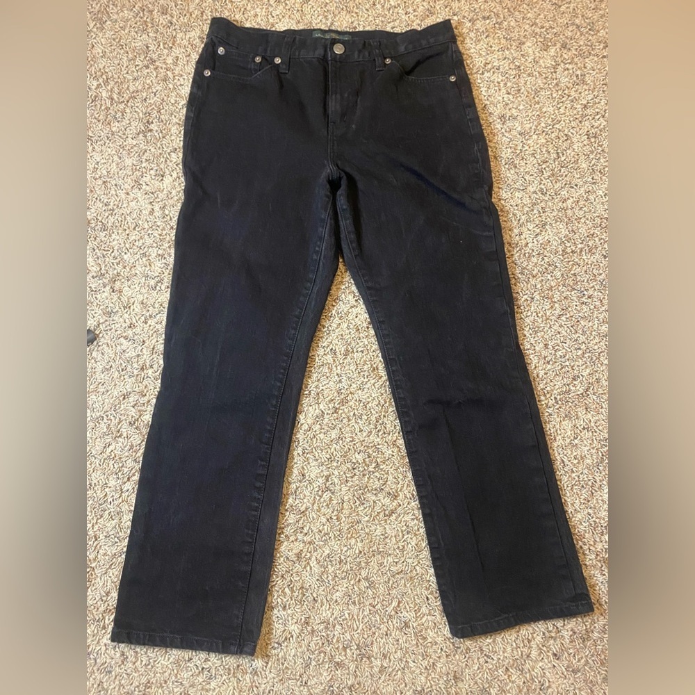 Women’s Lauren Jean Co. Black Classic Straight Leg Jeans Size 10Petite